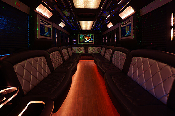 Leavenworth party bus rental with reclining seats